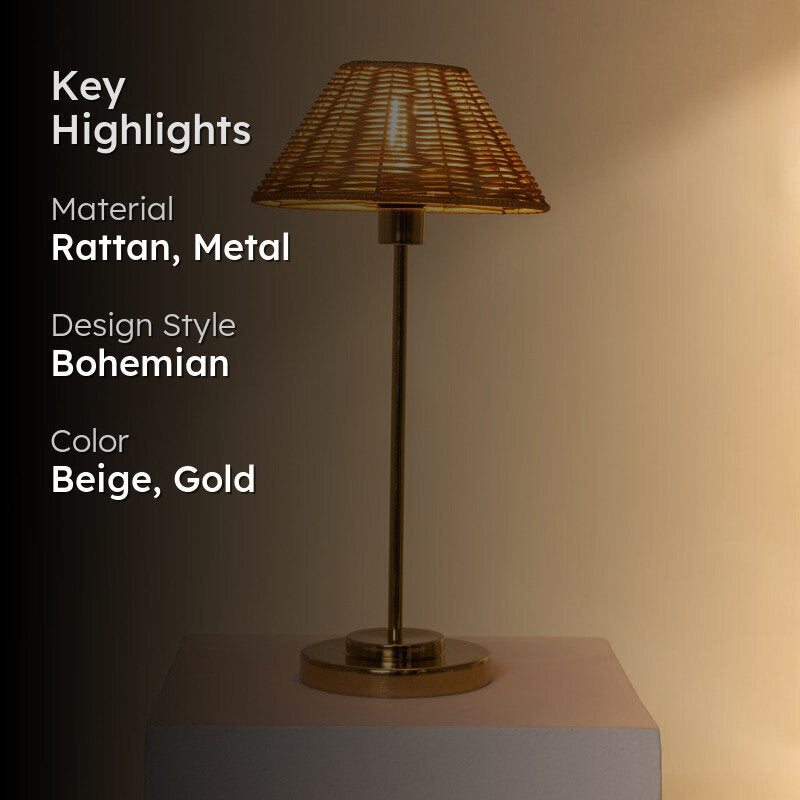 Fig Living Natural Cane Lamp - Beige,Gold media 2