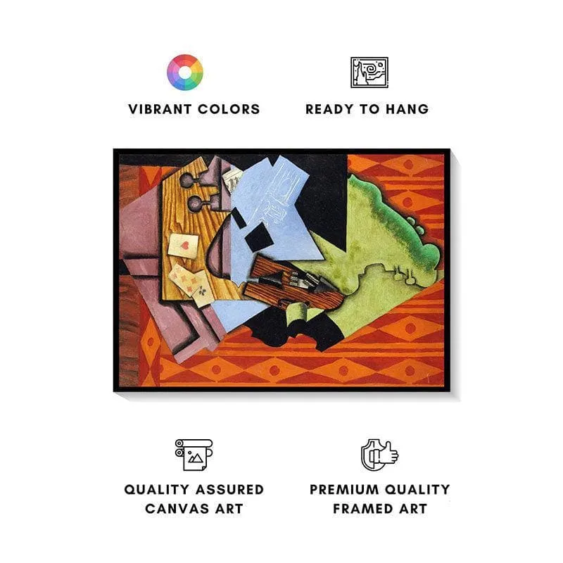Violin And Playing Cards Canvas Painting By Juan Gris - Black Frame media 4