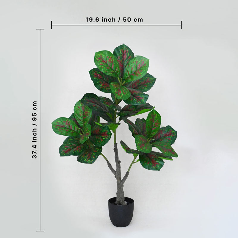 Faux Everlasting Aglaonema Plant With Black Plastic Pot - 95 cm (3.1 ft) media 5