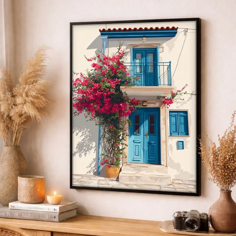 Santorini Canvas Wall Painting - Black Frame media 3