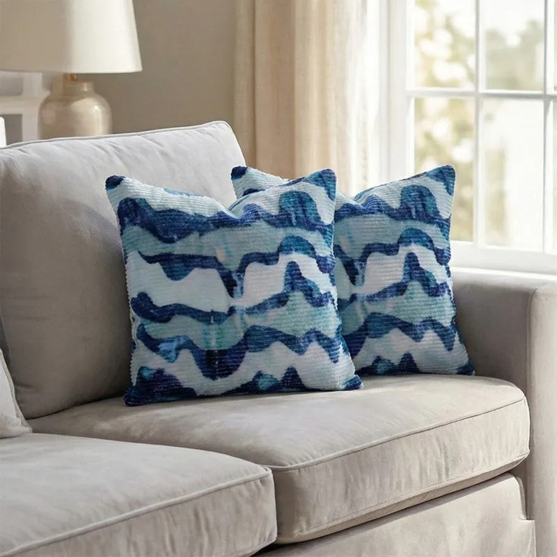 RythmFlow Cushion Cover (Blue) - Set Of Two media 1