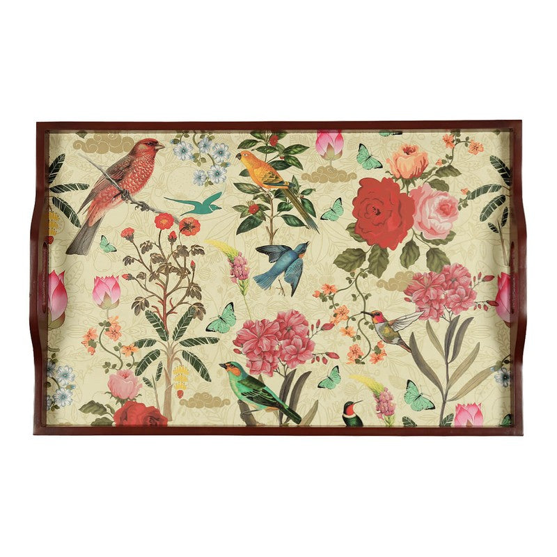 India Circus Floral Multicolor Rectangle Teakwood Side & Bedside Table media 5