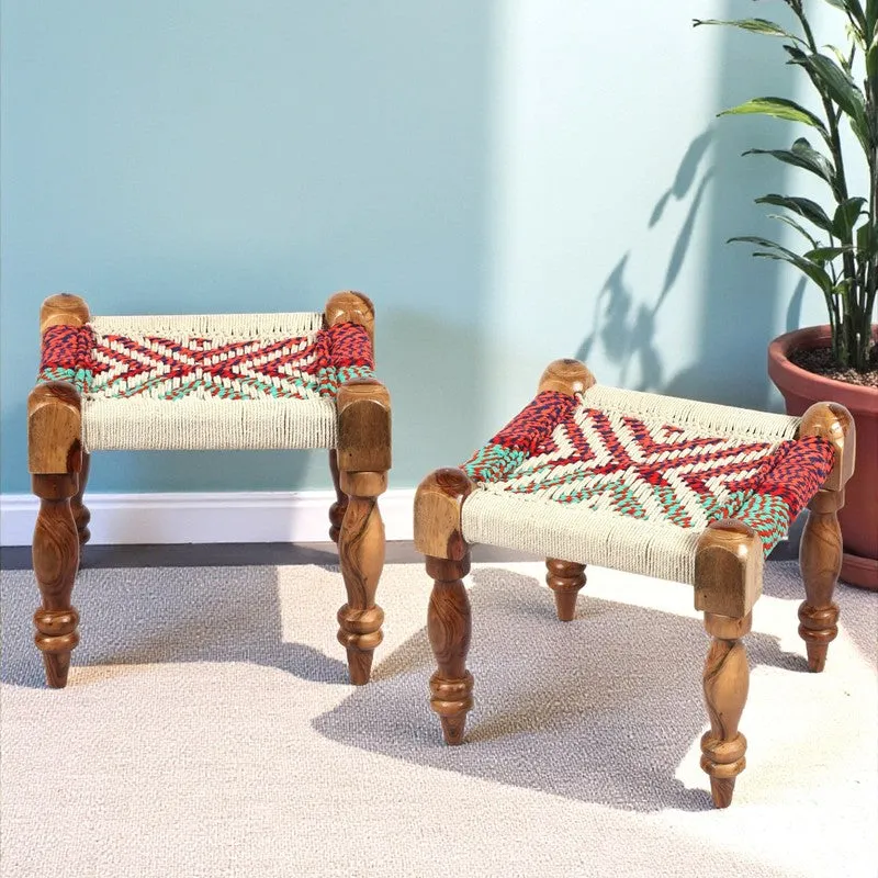 Ivrox Sheesham Wooden Stools (Multicolor) - Set Of Two media 3