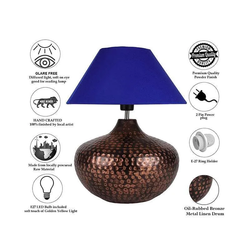 Nihita Fabric Table Lamp - Blue,Bronze media 6