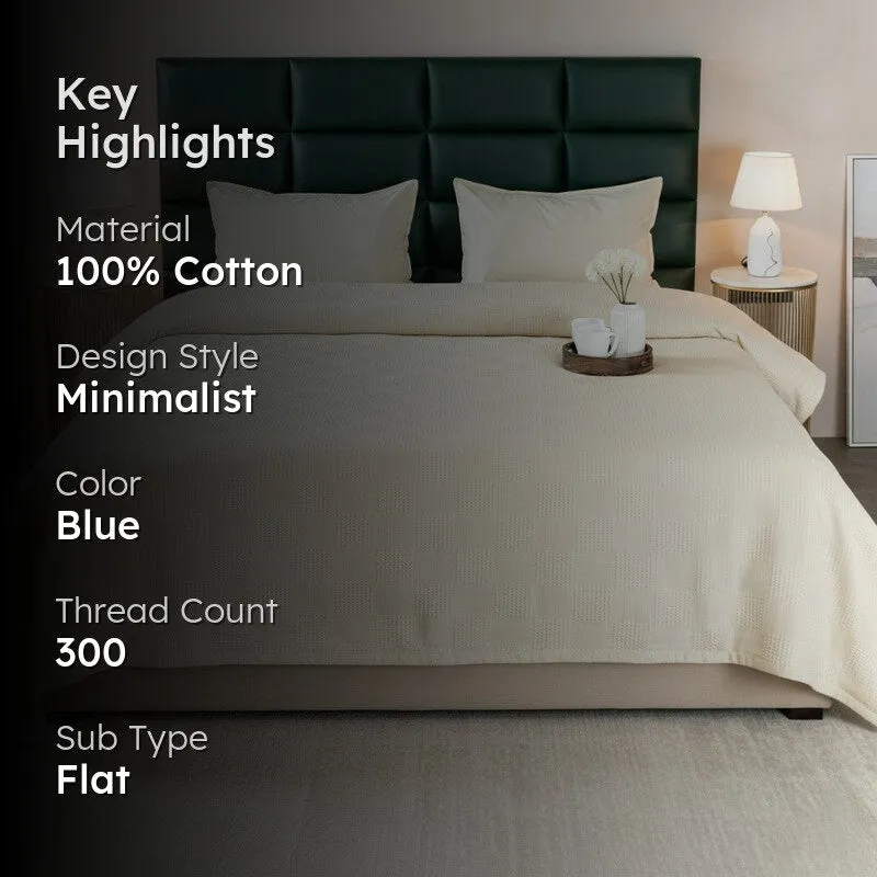 GridForm Cotton Bedsheet (Blue) - 300 TC media 2