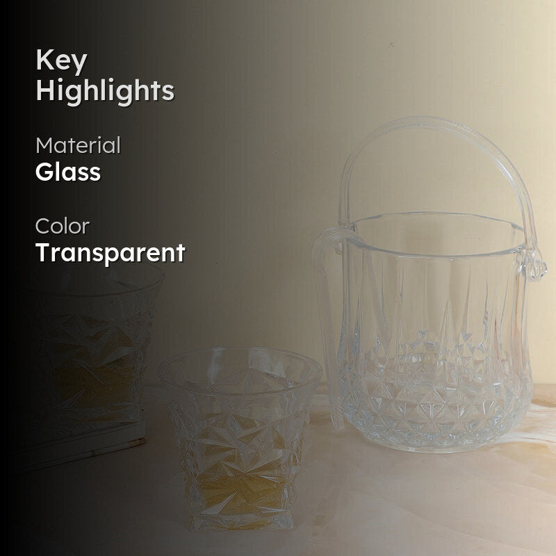 Emerie 1000 ML Ice Bucket With 250 ML Glass And Tong - Four Piece Set media 2