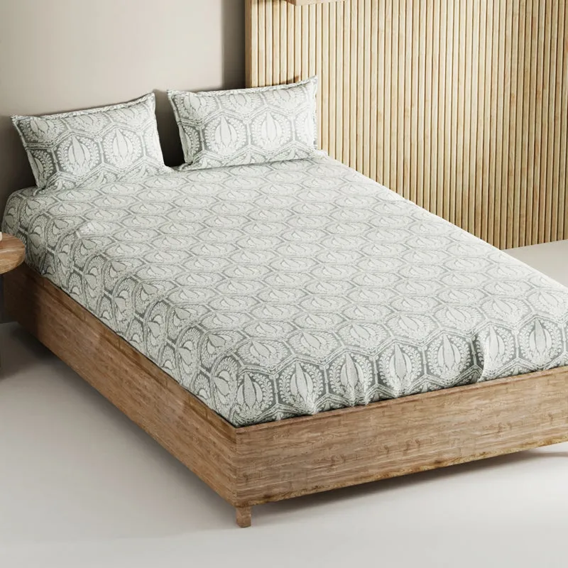 Palladium Cotton Bedsheet (Grey) - 144 TC media 3