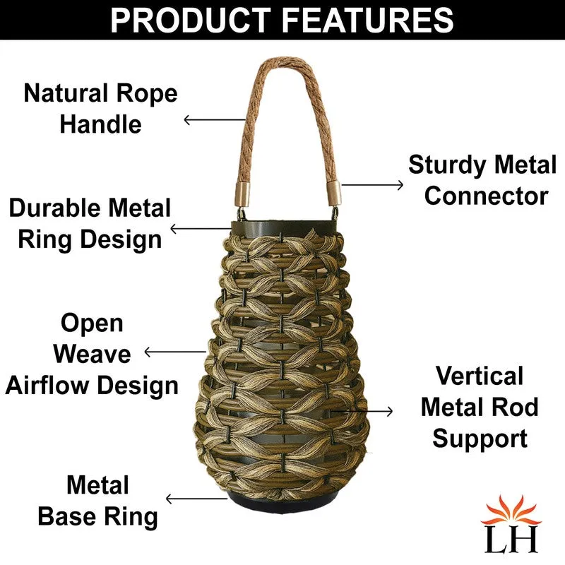 Boho Wicker Bamboo Tea Light Candle Holder media 6