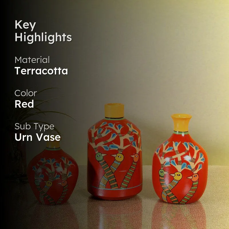 Indukant Terracotta Vase - Three Piece Set media 2