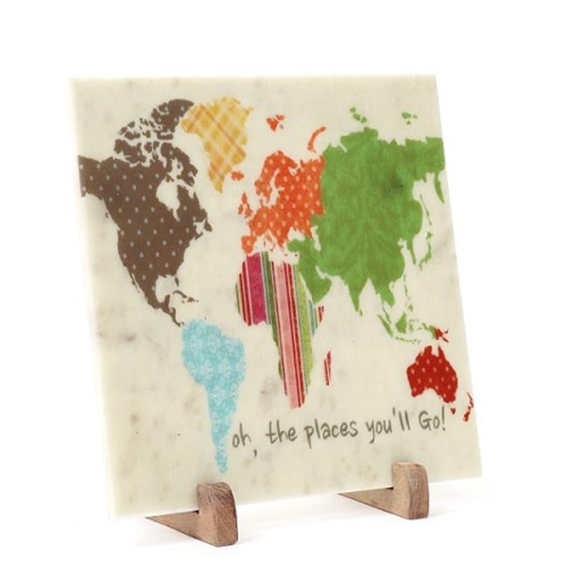 World Map Printed Marble Showpiece media 3
