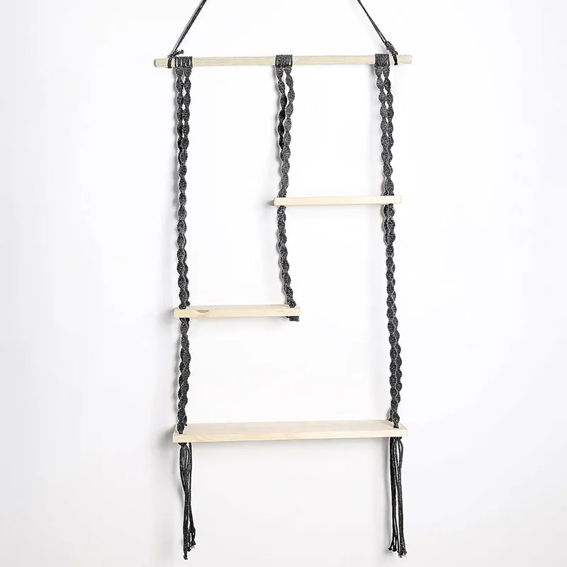 Knotra Macrame Wall Shelf - Black media 3