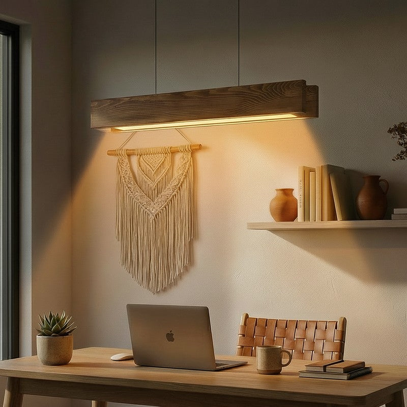 GeoFrame Wooden Ceiling Lamp - Brown