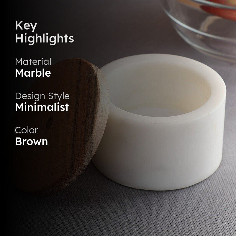 Alabark Marble Storage Jar With Wood Lid - 100 ML media 2