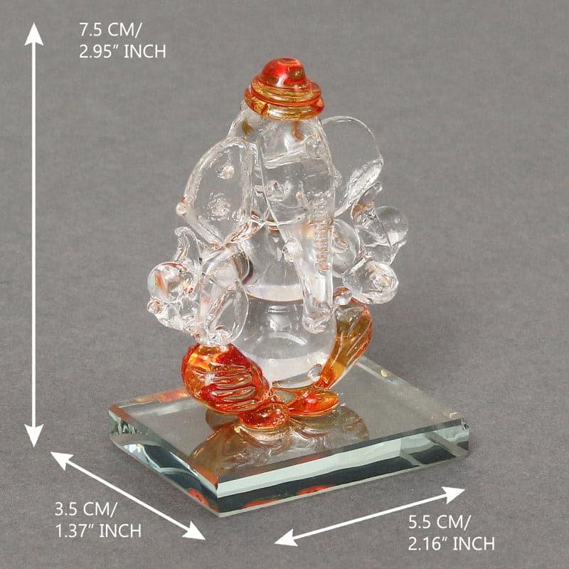 Crystal Ganesha Showpiece - Orange media 5