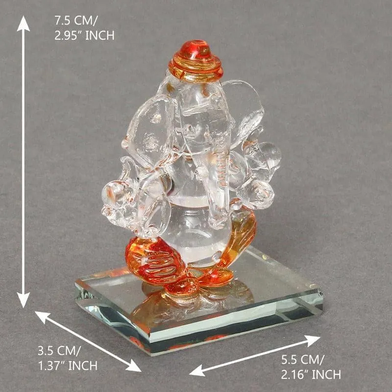 Crystal Ganesha Showpiece - Orange media 5