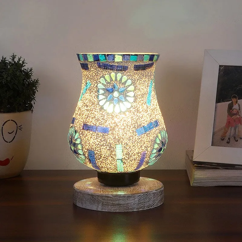 Brillora Mosaic Glass Table Lamp With Wooden Base - Multicolor media 3