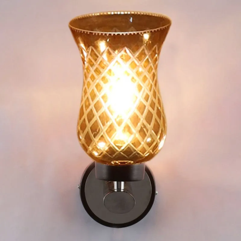 Honey Glow Chrome Amber Glass Wall Lamp media 4