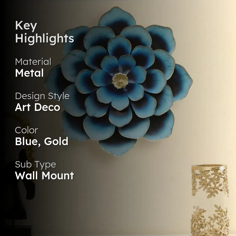 Daisy Bloom Metal Wall Accent- Blue & Gold media 2
