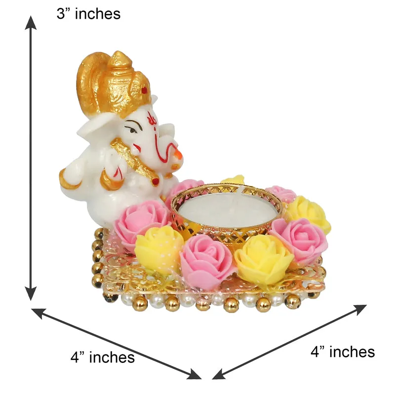 Ganesha Pooja Plate Idol - Pink & Yellow media 6