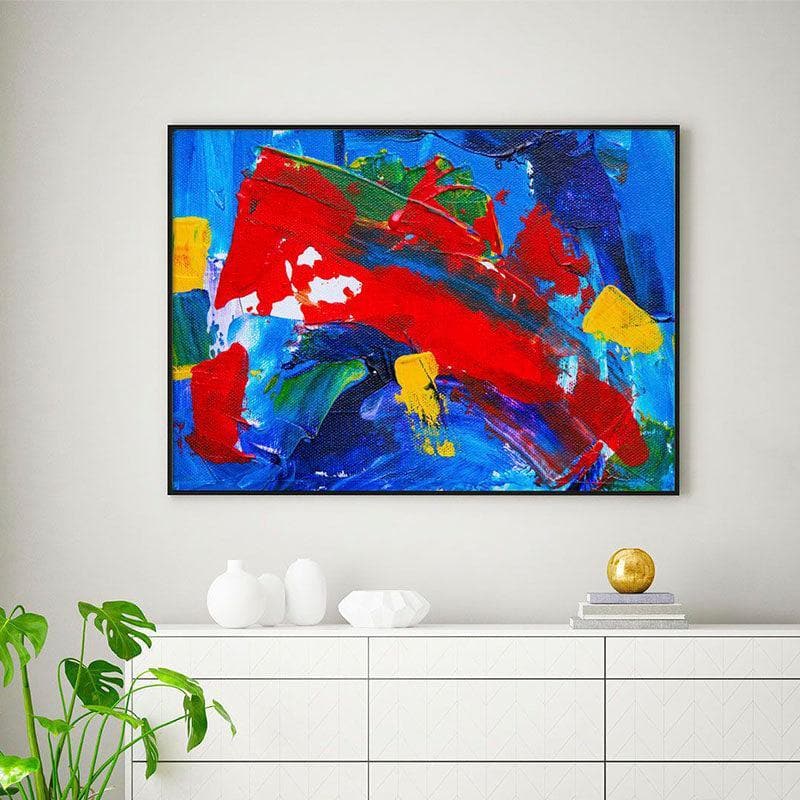 Abstract Of Vibrant Colors Canvas Wall Painting - Black Frame
