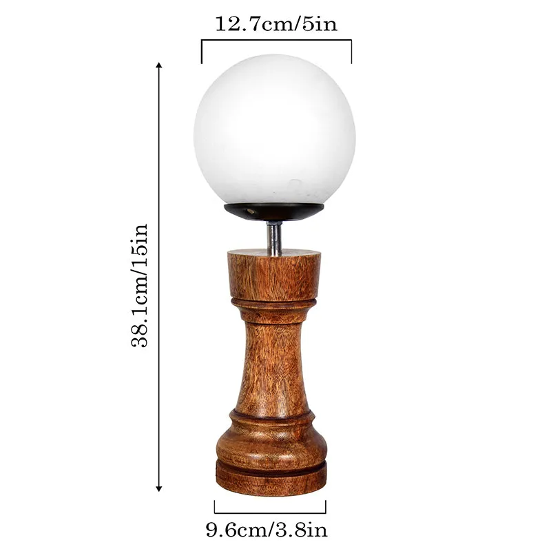 Chess Rook Wooden Table Lamp - Brown,White media 6