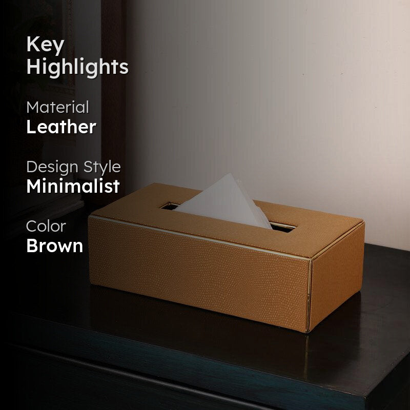 Meho Leather Tissue Box - Brown media 2