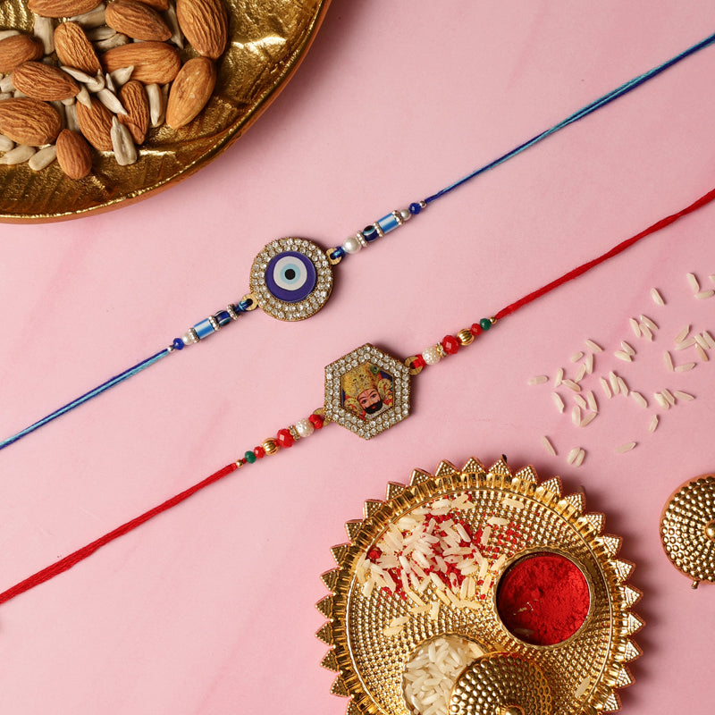 Nazar Bhattu Rakhi with Roli Chawal - Three Piece Set