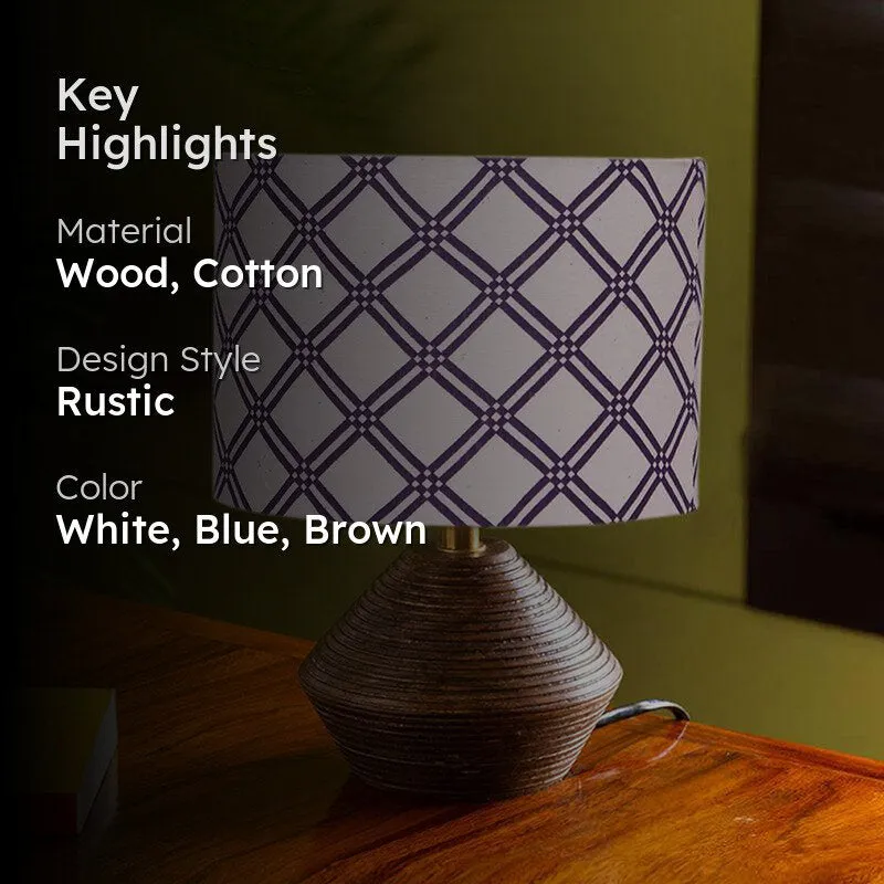 Croosia Yami Wooden Table Lamp - White,Blue media 2