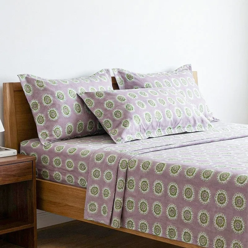 Bijo Ethnic Cotton Bedsheet (Pink) - 144 TC media 3