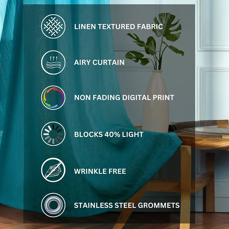 Ombria Linen Texture Sheer Curtain (Blue,Purple) - Set Of Two media 6