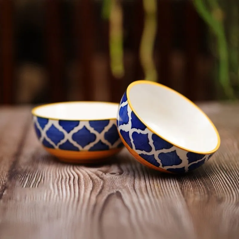 PetalEdge Ceramic Snack Bowls (Blue, 200 mL Each) - Set Of Two media 3