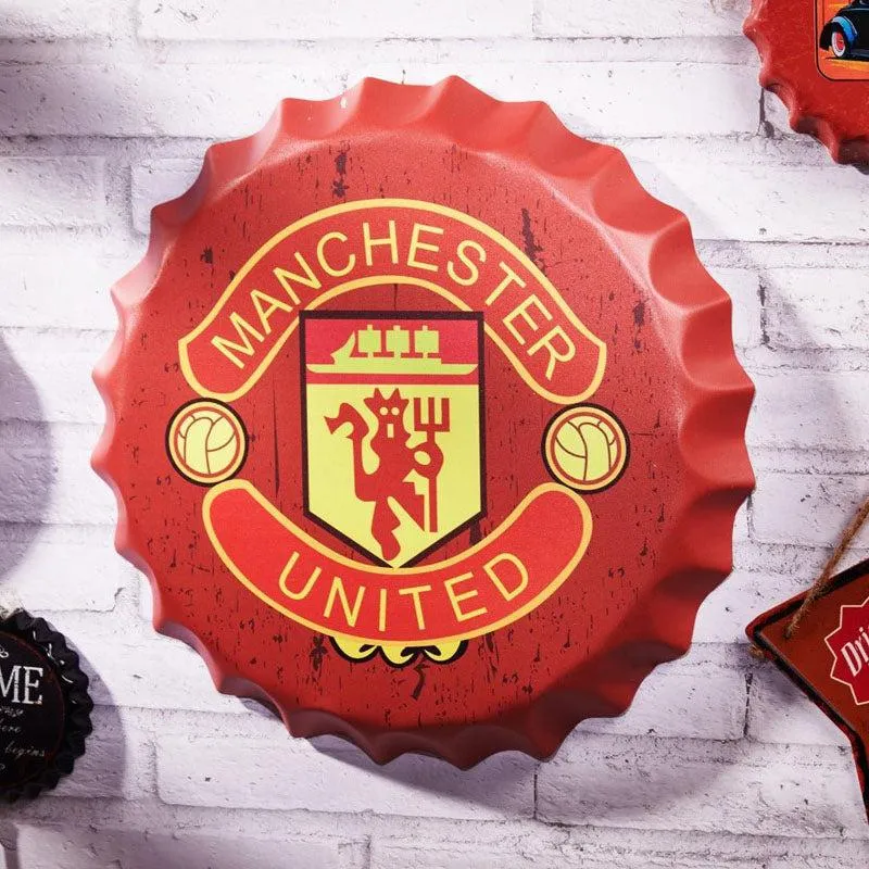 Manchester United Bottle Cap Metal Wall Accent media 1