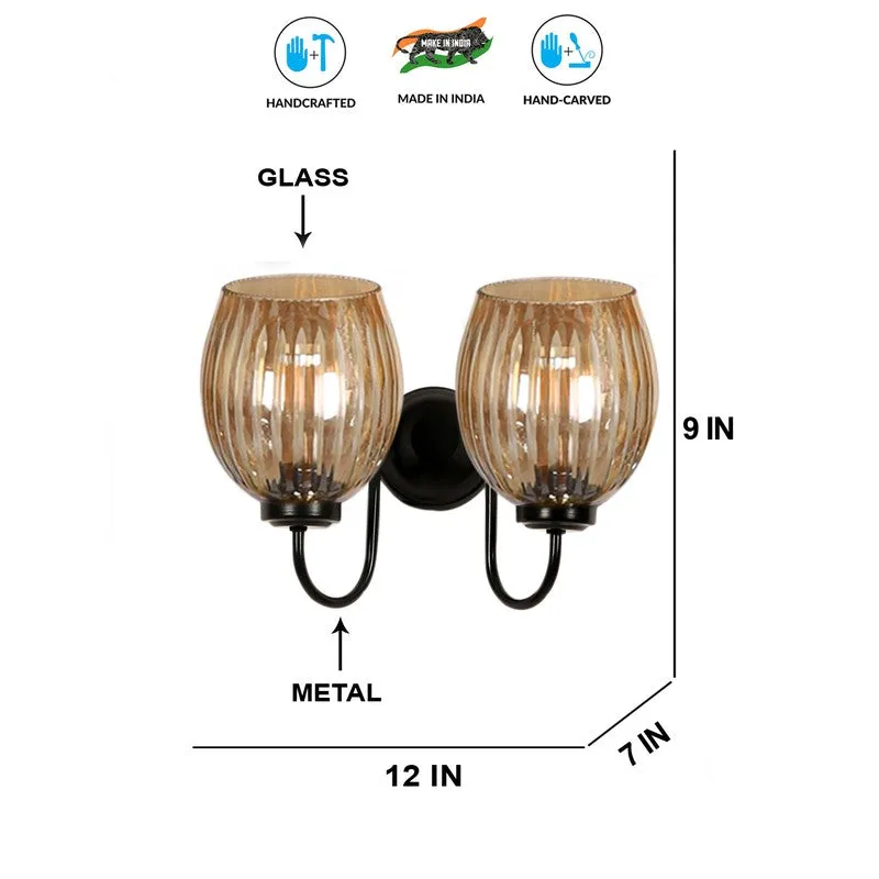 Warm Amber Dual Shade Glass Wall Lamp media 11