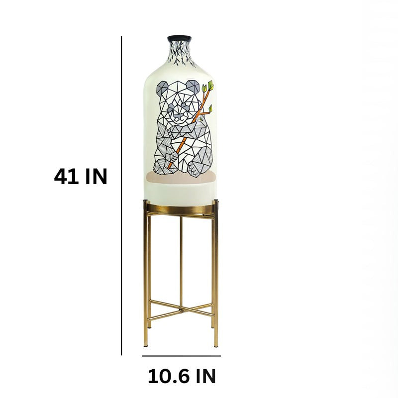 Panda Lines Hand Painted Glass Floor Lamp With Stand media 6