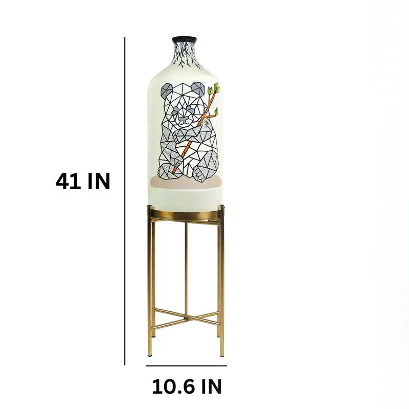 Panda Lines Hand Painted Glass Floor Lamp With Stand media 6