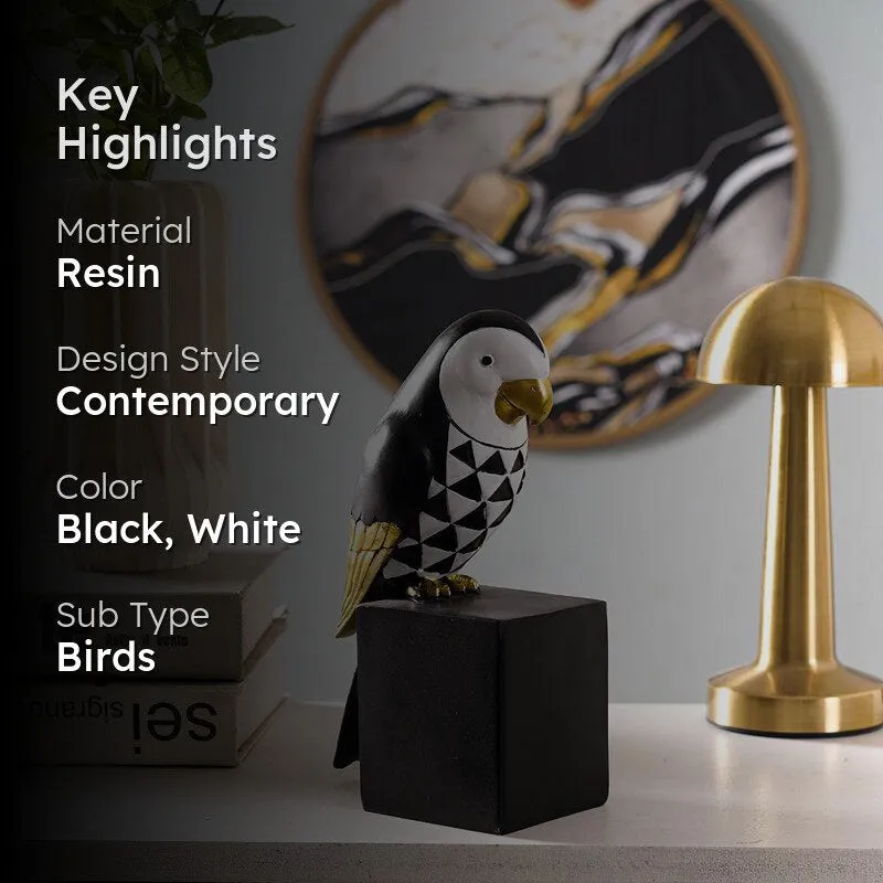 Prismatic Parrot Geometric Painted Resin Showpiece - Black & White media 2