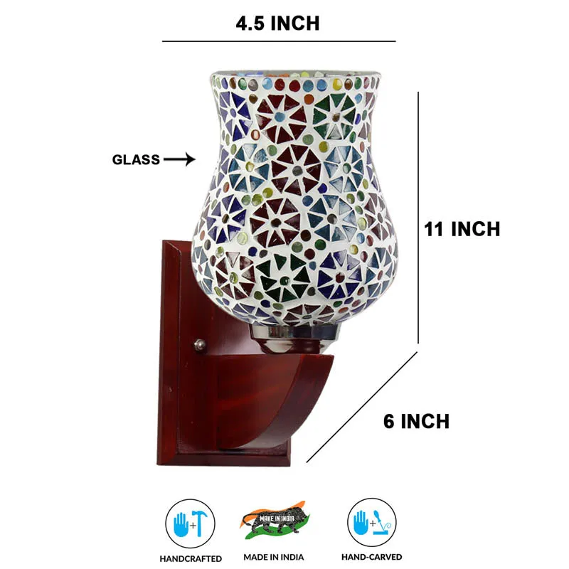 NovaHaven Mosaic Wooden Wall Lamp media 7