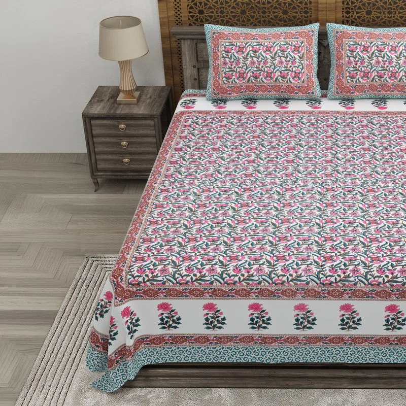 Gardenel Cotton Bedsheet (Pink,Blue) - 240 TC media 3