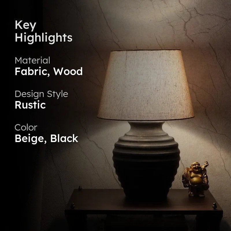 Mishuna Palmer Fabric Table Lamp - Beige,Black media 2