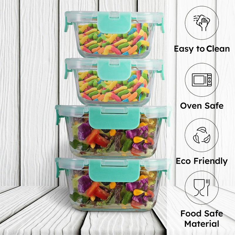 Grablo Leak Proof Glass Lunch Box - Set Of Four