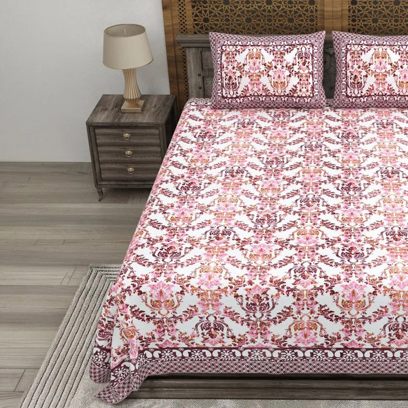 Grida Cotton Bedsheet (Pink,Purple) - 240 TC media 3