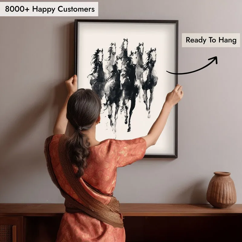 Vintage Horse Gallop Wall Painting With Black Frame media 8