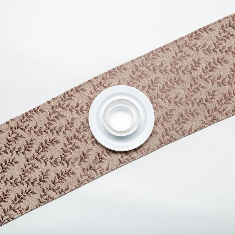 Elle Leafsy Jacquard Table Runner - Brown media 1