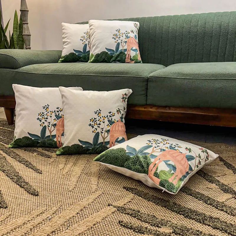 Royal Rajwada Printed Velvet Cushion Cover Set - Set Of Five media 2