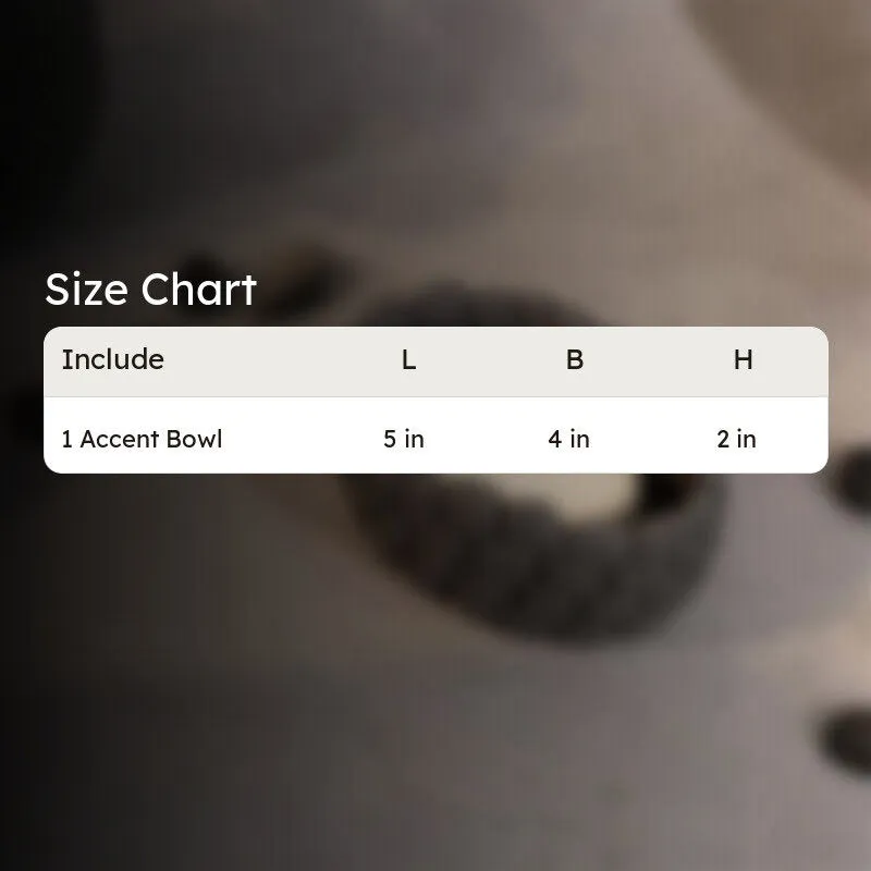 Size chart graphic for the accent bowl