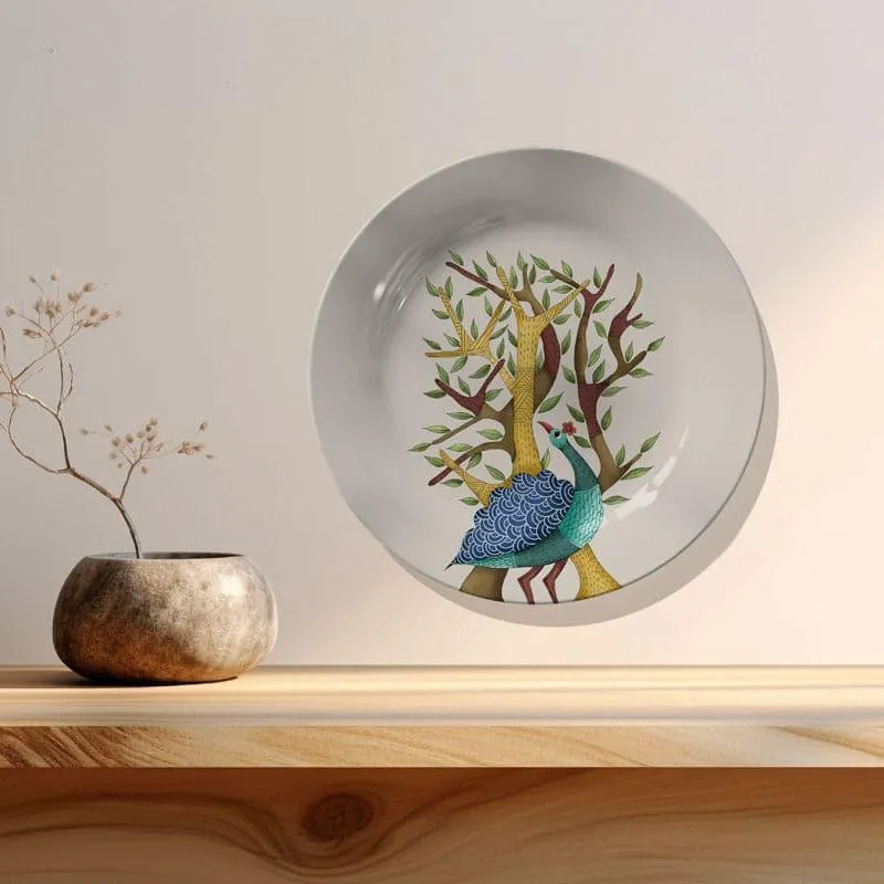 Peacock Gond Art Wall Plate media 1
