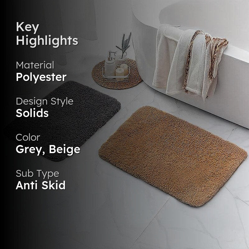 Nautica Cashmere Step Solid Anti-Skid Bath Mat (Dark Grey & Tan) - Set Of Two media 2
