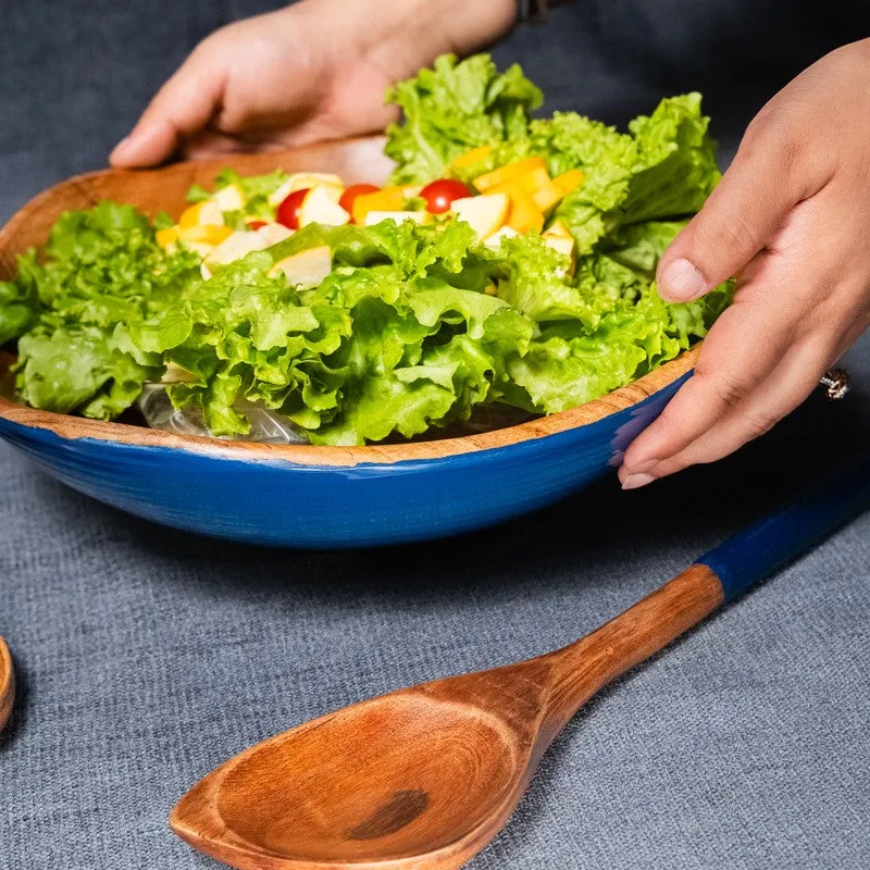 Azure Wood Salad Bowl with Serving Spoons (1000 mL) - Three Piece Set media 8