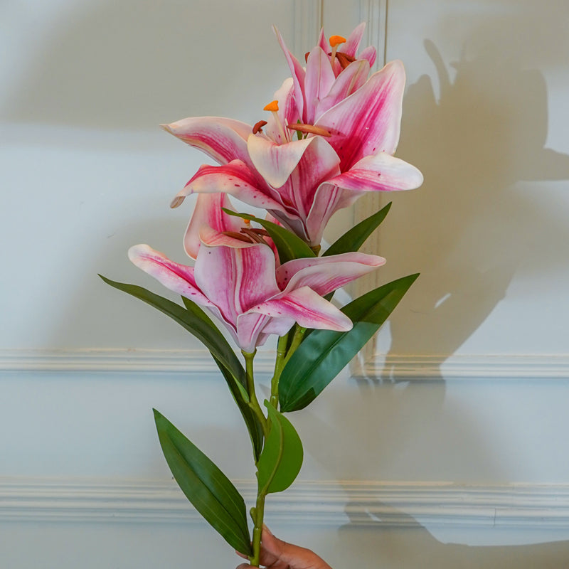 Faux Orienpet Lily Flower Stick (Dark Pink) - 35 CM media 3