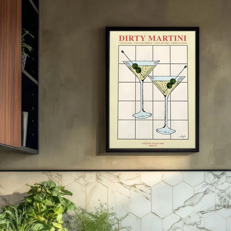 Dirty Martini Archival Canvas Wall Art - Black media 3